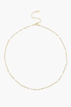 Free-Form White Pearl Mix Short Necklace