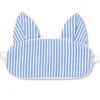 French Blue Seersucker Kitty Eye Mask