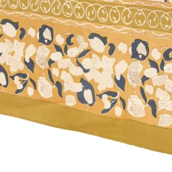 French Tablecloth Forest Harvest Mustard & Blue