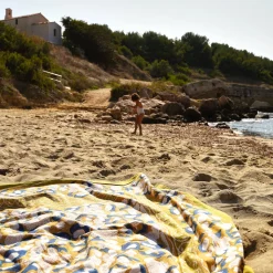 French Tablecloth Forest Harvest Mustard & Blue