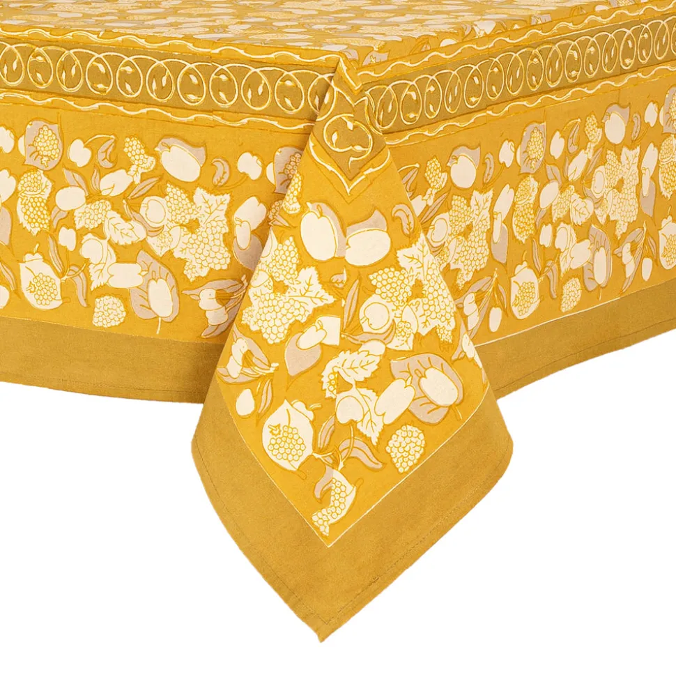 French Tablecloth Forest Harvest Grey & Mustard