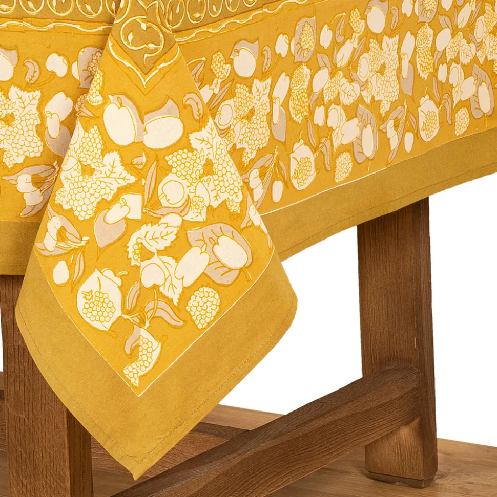 French Tablecloth Forest Harvest Grey & Mustard