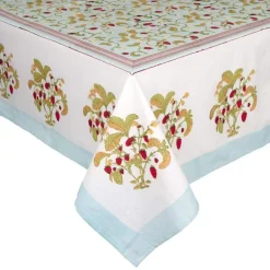 French Tablecloth Fraises des Bois Bleu
