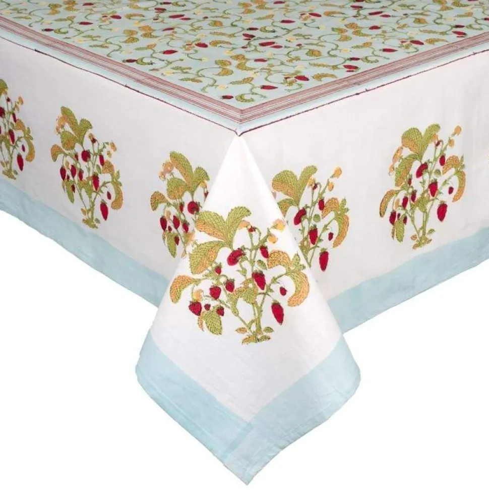 French Tablecloth Fraises des Bois Bleu