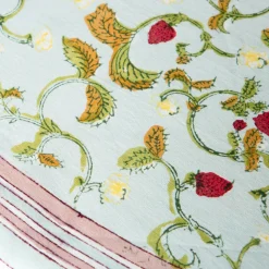 French Tablecloth Fraises des Bois Bleu