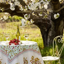 French Tablecloth Fraises des Bois Bleu