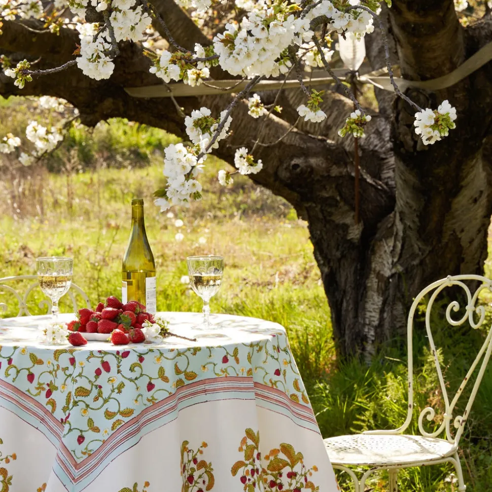 French Tablecloth Fraises des Bois Bleu