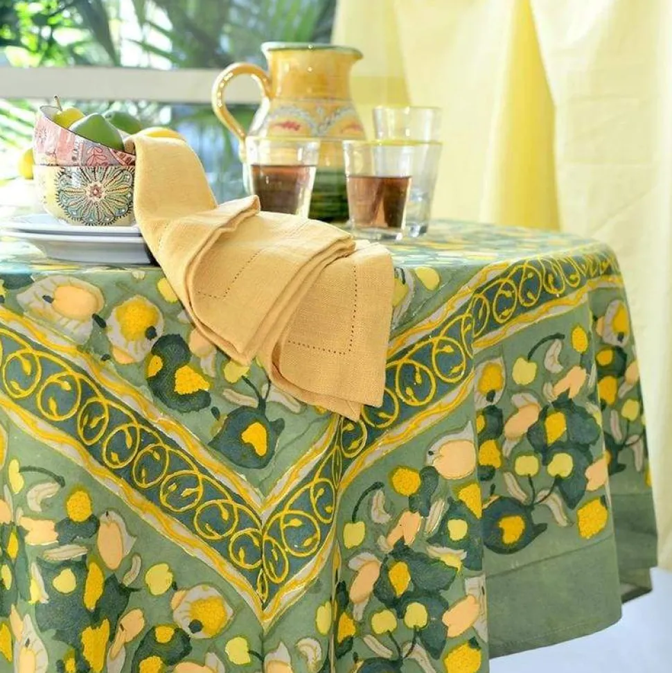 French Tablecloth Fruit Yellow & Green