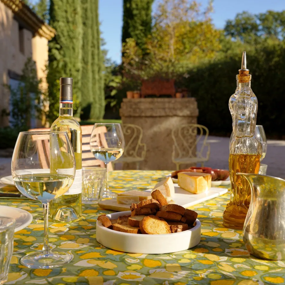 French Tablecloth Fruit Yellow & Green