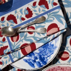 French Tablecloth Grenadine Red & Blue