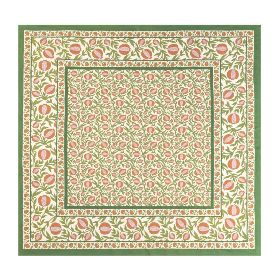 French Tablecloth Grenadine Orange & Green
