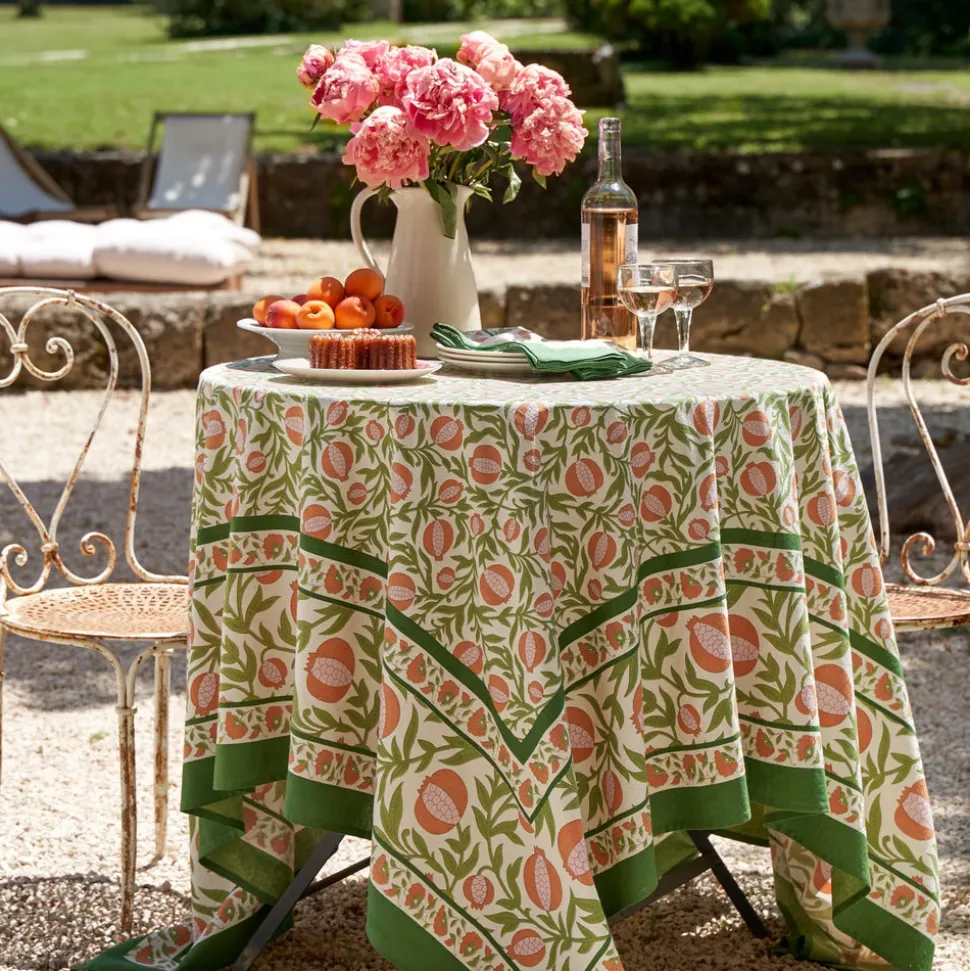 French Tablecloth Grenadine Orange & Green