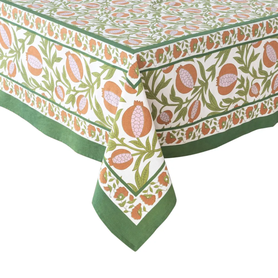 French Tablecloth Grenadine Orange & Green