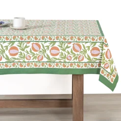 French Tablecloth Grenadine Orange & Green