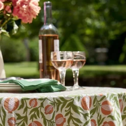 French Tablecloth Grenadine Orange & Green