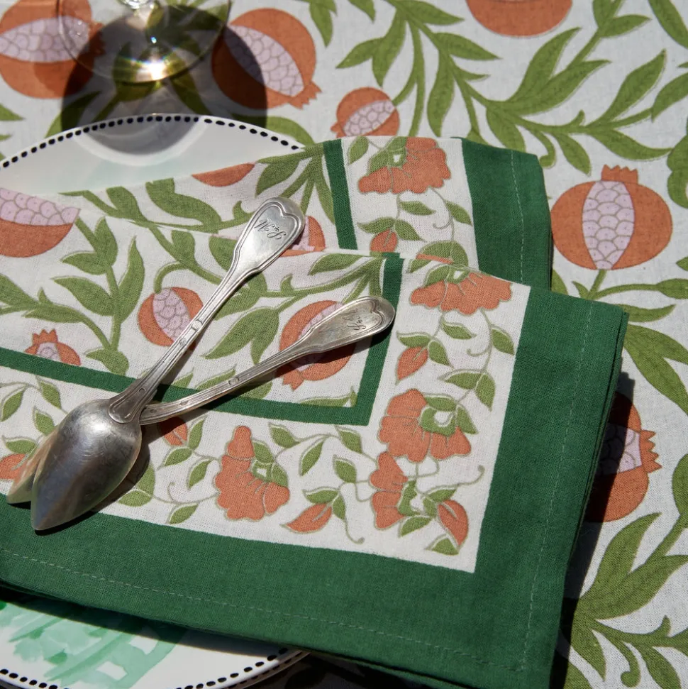 French Tablecloth Grenadine Orange & Green