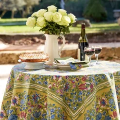 French Tablecloth Jardin Blue & Vert