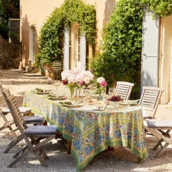 French Tablecloth Jardin Blue & Vert