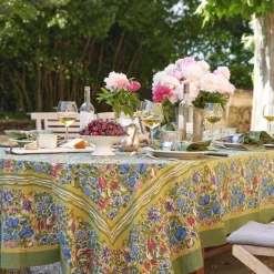 French Tablecloth Jardin Blue & Vert