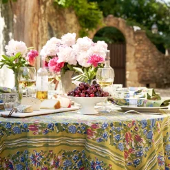 French Tablecloth Jardin Blue & Vert
