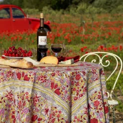 French Tablecloth Jardin Red & Grey