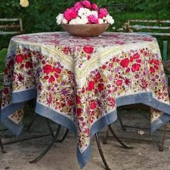 French Tablecloth Jardin Red & Grey