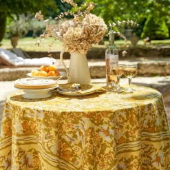 French Tablecloth Jardin Mustard & Grey