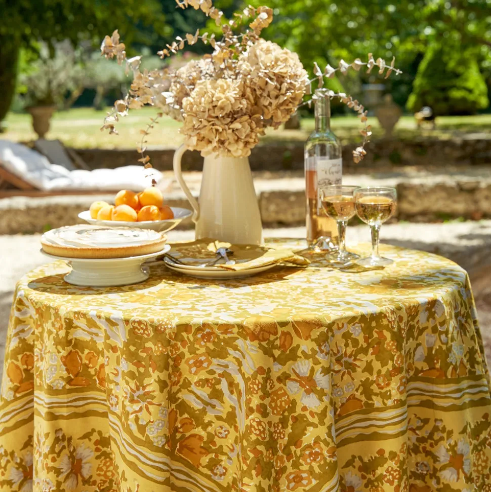 French Tablecloth Jardin Mustard & Grey
