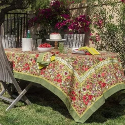 French Tablecloth Jardin Red & Green
