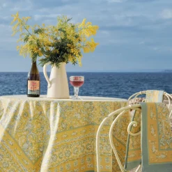 French Tablecloth La Mer Aqua & Citrine