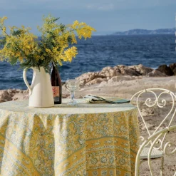 French Tablecloth La Mer Aqua & Citrine