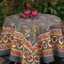 French Tablecloth Pansy Red & Grey