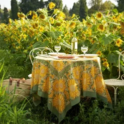 French Tablecloth Sunflower Yellow & Green