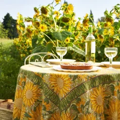 French Tablecloth Sunflower Yellow & Green