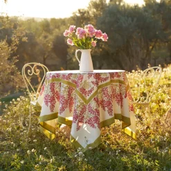 French Tablecloth Wisteria Green & Pink