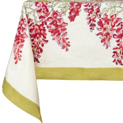 French Tablecloth Wisteria Green & Pink