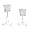 French Wireworks Decorative Posy Holder White Metal Finish, Set of 2