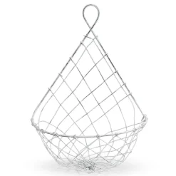 French Wireworks Demi-Lune Hanging Basket with Antique White Finish