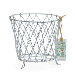 French Wireworks Pot Basket with Antique White Finish, Set of 2