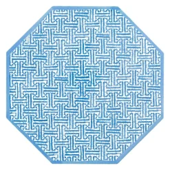 Fretwork Octagonal Lacquer Placemat in Blue