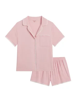 Frida Short PJ Set in Silver Pink/Ivory