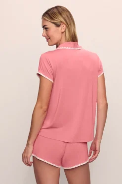 Frida Shortie PJ Set in Sunkissed Coral/Ivory