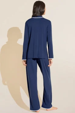 Frida TENCEL™ Modal Long PJ Set in Navy/Ivory