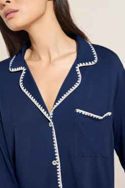 Frida TENCEL™ Modal Long PJ Set in Navy/Ivory