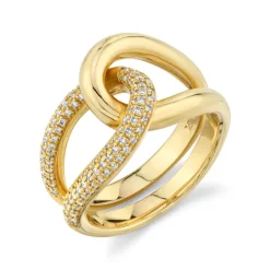 Full Link Ring with White Pavé Diamonds