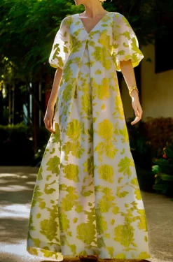 Full Sleeve Pleat Front Gown