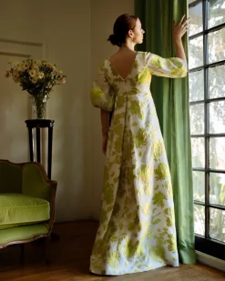 Full Sleeve Pleat Front Gown