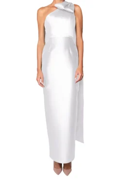 Gabriella Silk and Wool Column Gown in White