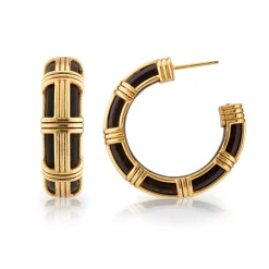 Gaia Cage Hoop Earrings in Ebony
