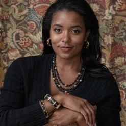 Gaia Cage Hoop Earrings in Ebony